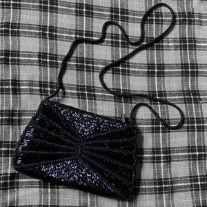 Vintage magid black beaded bag
